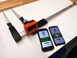 電子輪尺とスマホで立木調査、道森林整備公社
