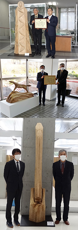 胆振東部地震の倒木、震災伝える彫刻に
